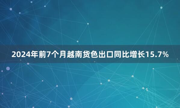 2024年前7个月越南货色出口同比增长15.7%